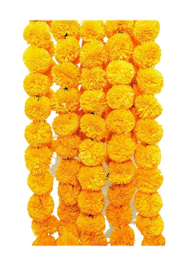 LOGRO Artificial Marigold Flowers Garlands for Decoration - Pack of 10 (5 Yellow + 5 Orange) - Image 3