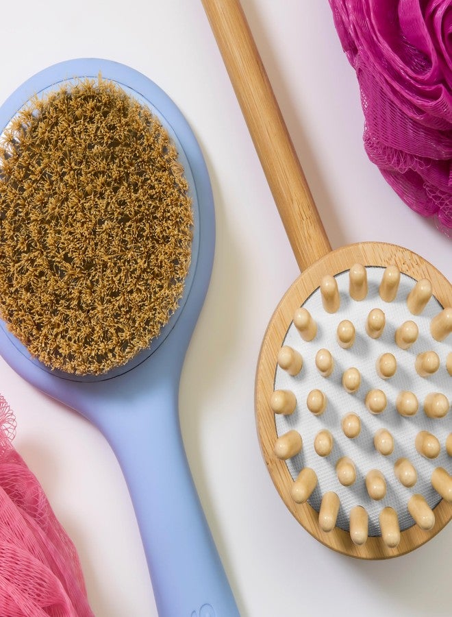Bliss 2-in-1 Wooden Shower Brush for Back and Body, Exfoliating Dry Brush Bristles with Massaging Nubs for Sore Muscles, Use Wet or Dry - Image 5