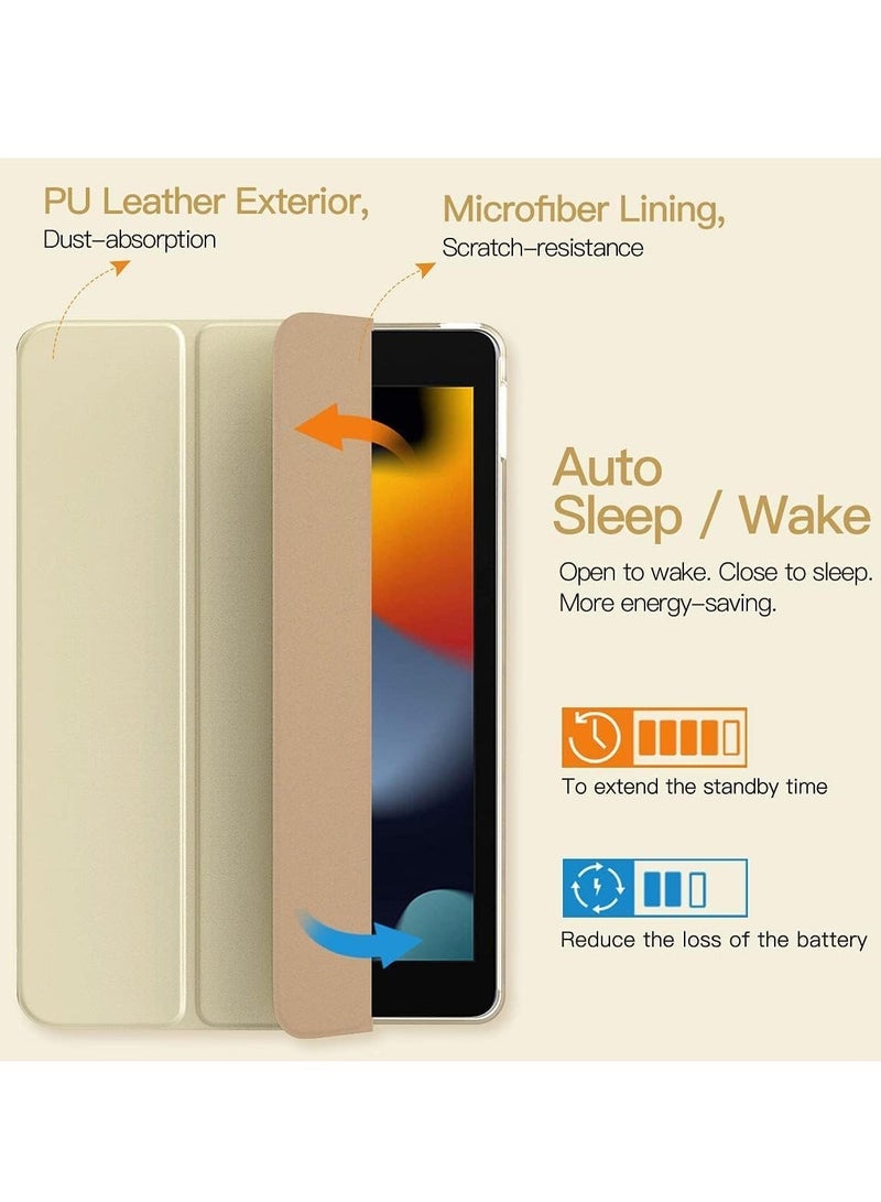 MUNTAQI iPad 10.2 Case - Slim Translucent Hard PC Protective Smart Cover with Stand for iPad 9th Generation (2021), 8th Generation (2020), and 7th Generation (2019) - Gold - Image 3
