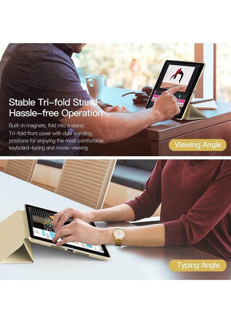 MUNTAQI iPad 10.2 Case - Slim Translucent Hard PC Protective Smart Cover with Stand for iPad 9th Generation (2021), 8th Generation (2020), and 7th Generation (2019) - Gold - Image 4
