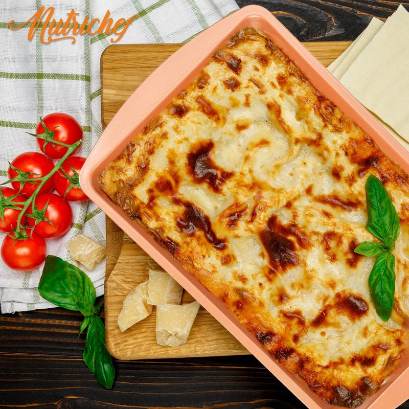 NutriChef Non-Stick Baking Pan w/Lid - Heavy Duty Carbon Steel Bake Tray for Roasting & Baking - Premium Multi-Layer Nonstick Coating, PTFE, PFOS, PFOA Free - 15" x 11", Copper - Image 5