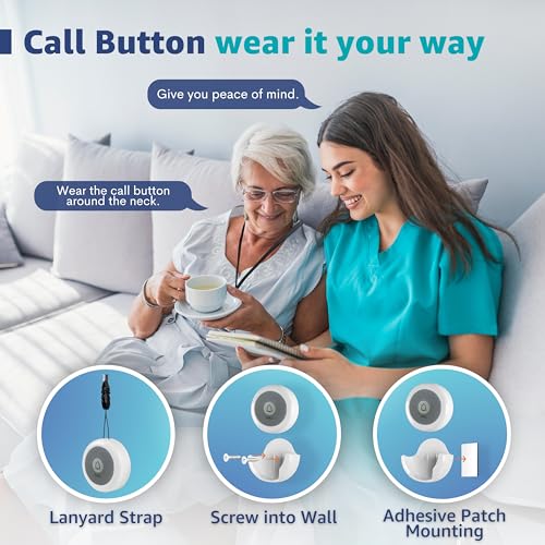 SYNLETT Wireless Calling System, Caregiver Pager for Nurses Station, 10 Waterproof Call Buttons with 1 Monitoring Unit for Emergency, Patients Seniors Clinic, 7 Languages Alert, White - Image 5