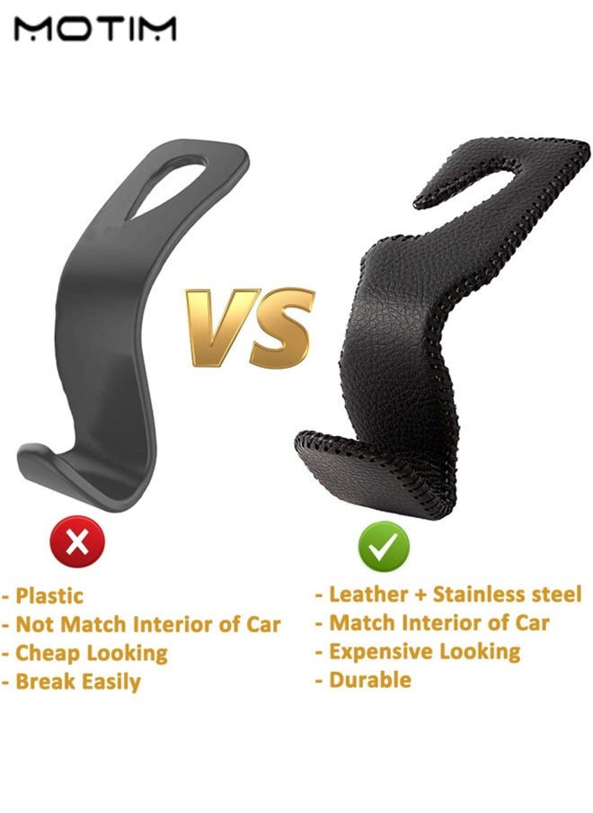 Motim 1 Pcs Car Tissue Holder, Car Sun Visor Napkin Holder,  Hanging Paper Towel Clip And 2 Pcs Leather Car Seat Headrest Hook, Vehicle Back Seat Organizer Hanger for Purse Groceries Bag  - Image 5