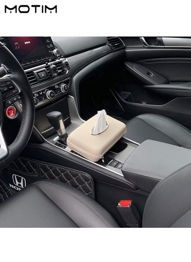 Motim 1 Pcs Car Tissue Holder, Car Sun Visor Napkin Holder,  Hanging Paper Towel Clip And 2 Pcs Leather Car Seat Headrest Hook, Vehicle Back Seat Organizer Hanger for Purse Groceries Bag  - Image 3