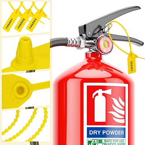 Roowest 1000 Pcs Plastic Tamper Seals Fire Extinguisher Tags Security Tags Seals Safety Numbered Zip Ties Labels Safety Disposable Self Locking Signage 250 mm Length (Yellow) - Image 3