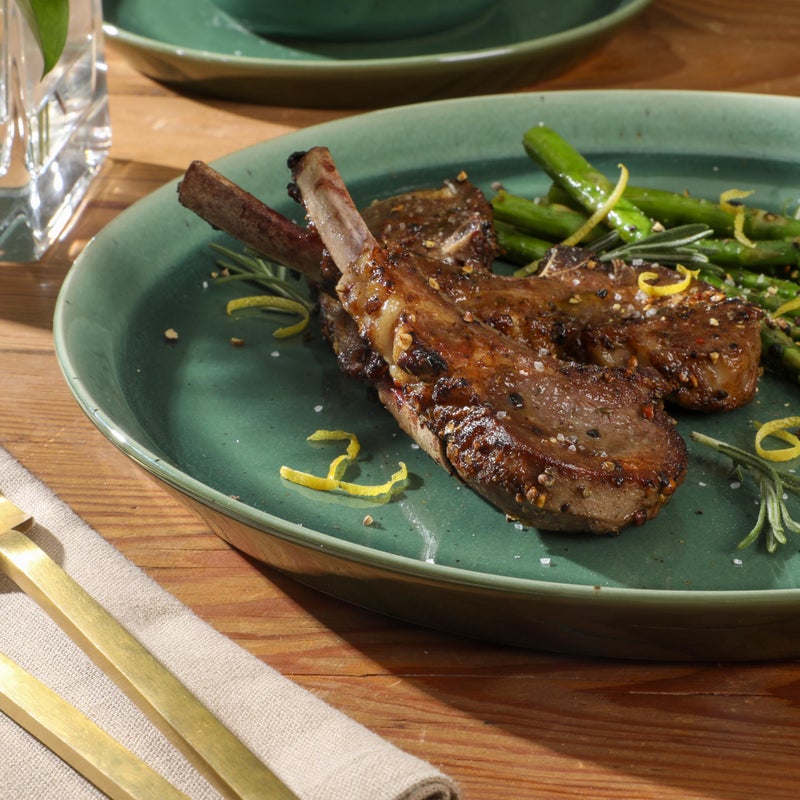 Gibson Elite 12 Piece (Service for 4) Fern Canyon Plates and Bowls Reactive Glaze Modern Coupe Round Dishes Stoneware Ceramic Dinnerware Set - Glossy Green - Image 4