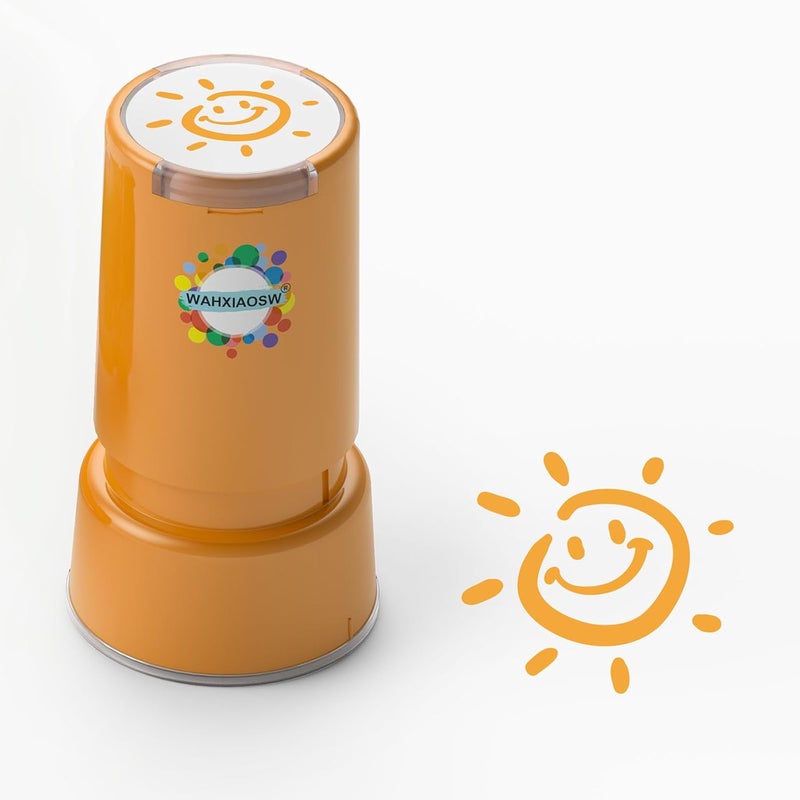 WAHXIAOSW Self-Inking Happy Sun Stamp for Teachers, Hand Stamps for Events and Classroom, Teacher Stamps for School, Greeting Cards, and Scrapbooks - Image 1
