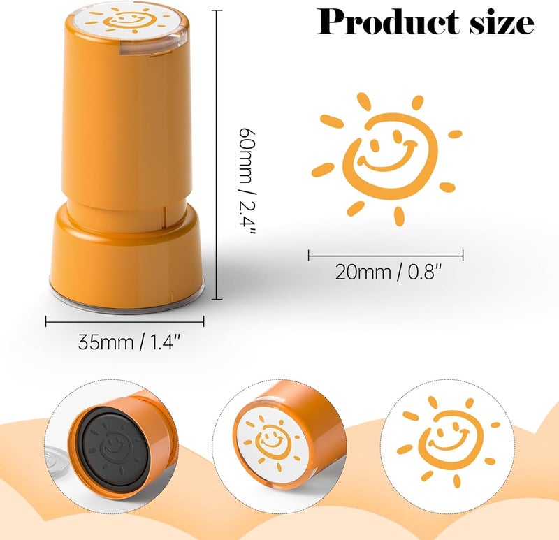 WAHXIAOSW Self-Inking Happy Sun Stamp for Teachers, Hand Stamps for Events and Classroom, Teacher Stamps for School, Greeting Cards, and Scrapbooks - Image 2