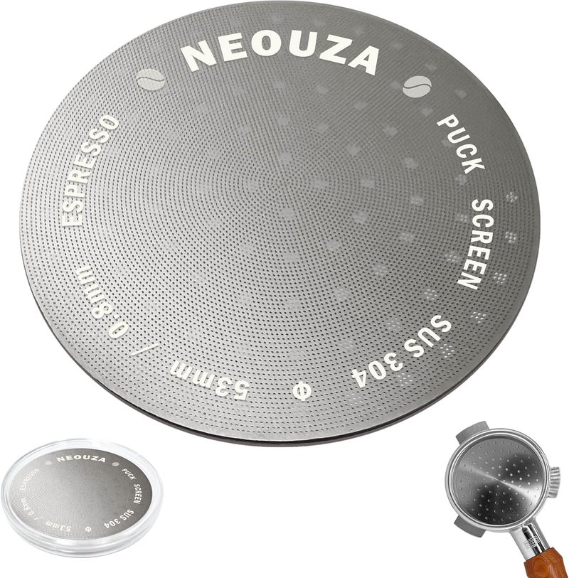NEOUZA V3 Espresso 53mm Puck Screen 0.8mm Thickness Mesh Filter Stainless Steel for Barista Coffee Portafilter Basket - Image 1
