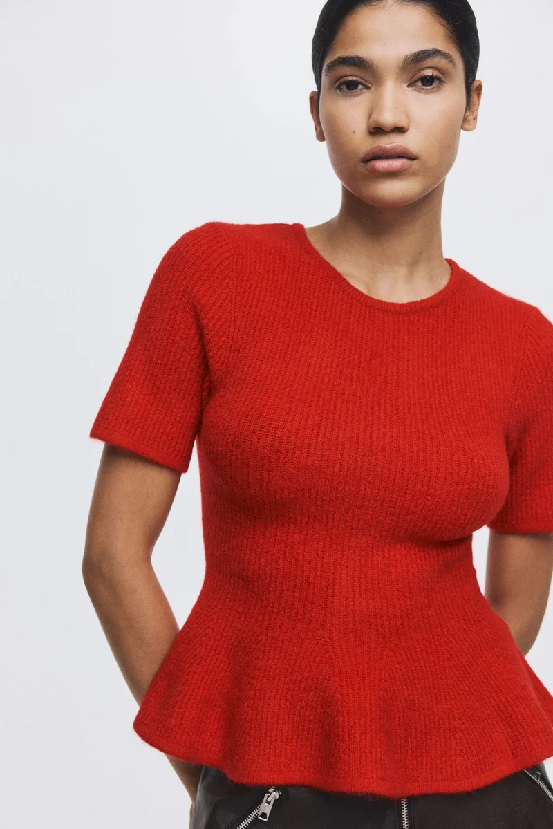 H&M Rib-knit peplum top
