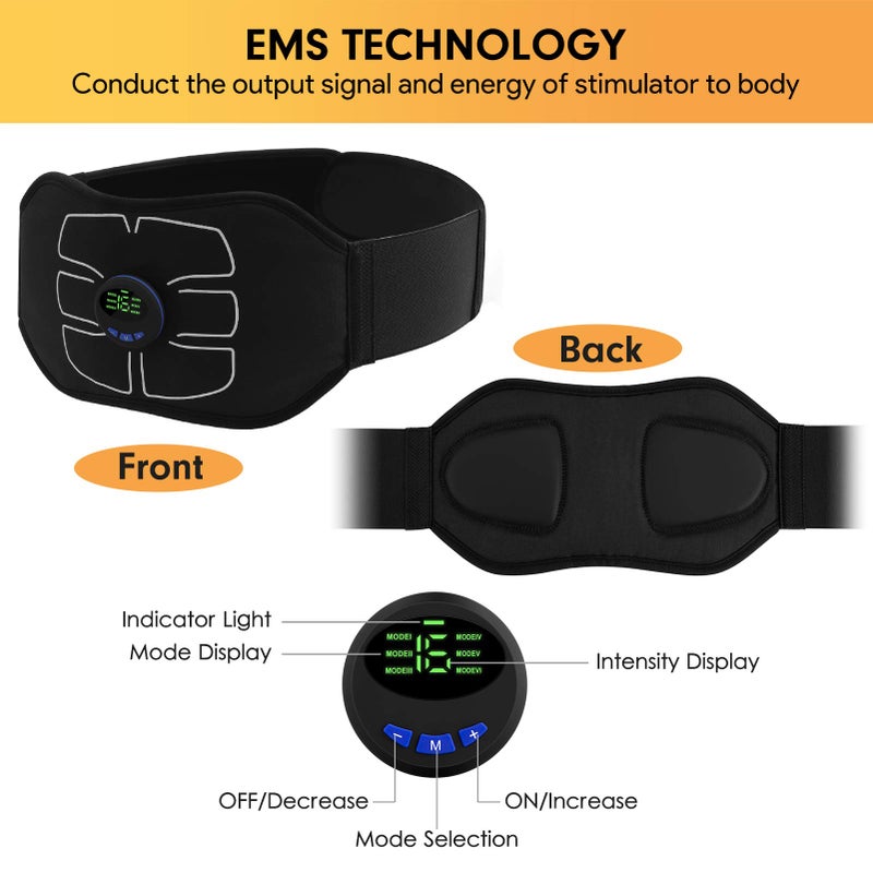 MarCoolTrip MZ ABS Stimulator,Ab Machine,Abdominal Toning Belt Workout Portable Ab Stimulator Home Office Fitness Workout Equipment for Abdomen Black - Image 4