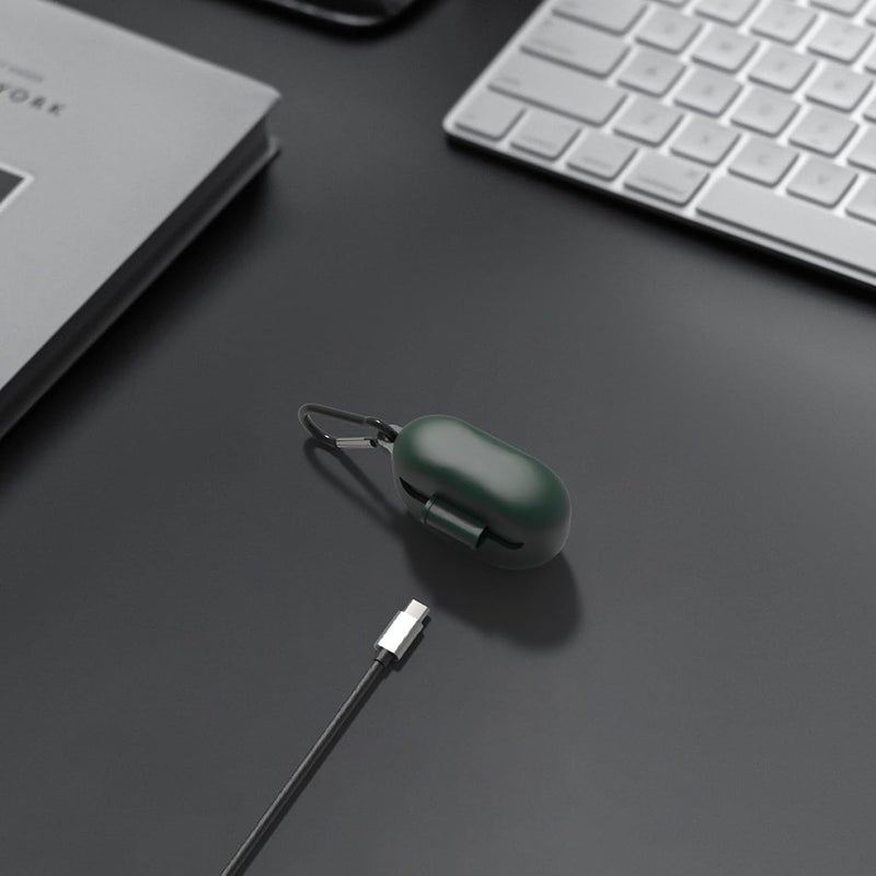 Geekria Silicone Case Cover Compatible with Sony WF-1000XM5 True Wireless Earbuds, Protective Earphones Skin Cover with Keychain Hook, Charging Port Accessible (Dark Green) - Image 4