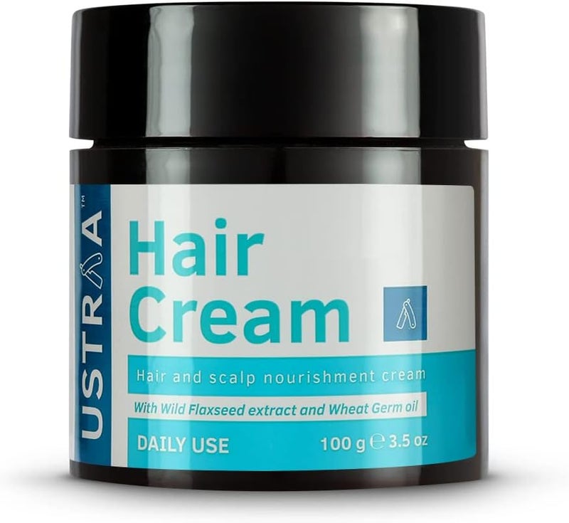Ustraa Hair Cream for Men | Daily Use Styling & Nourishment Cream with Light Hold | Wheat Germ Oil, Wild Flax Seed & Almond Oil | Moisturises, Non-Sticky, Paraben & Sulphate Free – 100g - Image 1