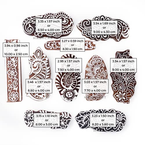 Hashcart | Set of 10 | Paisley Design Wooden Printing Stamps for Scrapbooking | Fabric Designing | Art Craft | Pottery Craft | Kids Project Designing | Saree Border - Image 4