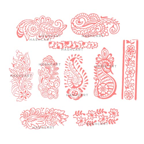 Hashcart | Set of 10 | Paisley Design Wooden Printing Stamps for Scrapbooking | Fabric Designing | Art Craft | Pottery Craft | Kids Project Designing | Saree Border - Image 3