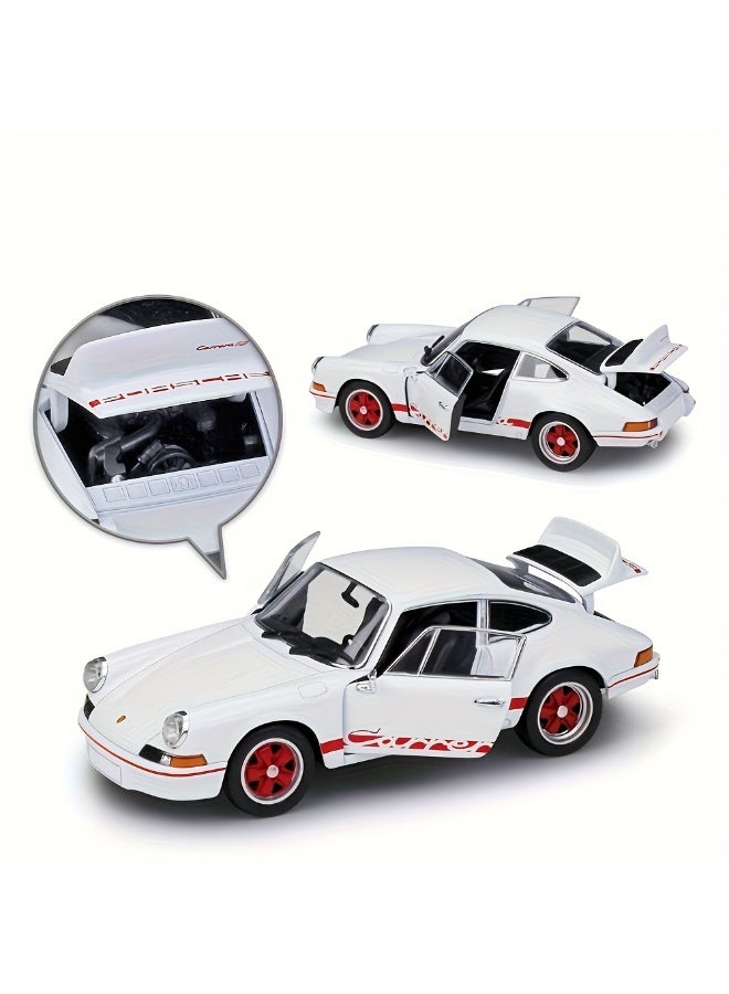 Welly 1:24 Scale Porsche 1973 911 Carrera Die-Cast Model Car, White with Red Accents, Zinc Alloy Metal Classic Sports Car Replica with Manual Push Action for Display and Collectors - Image 3