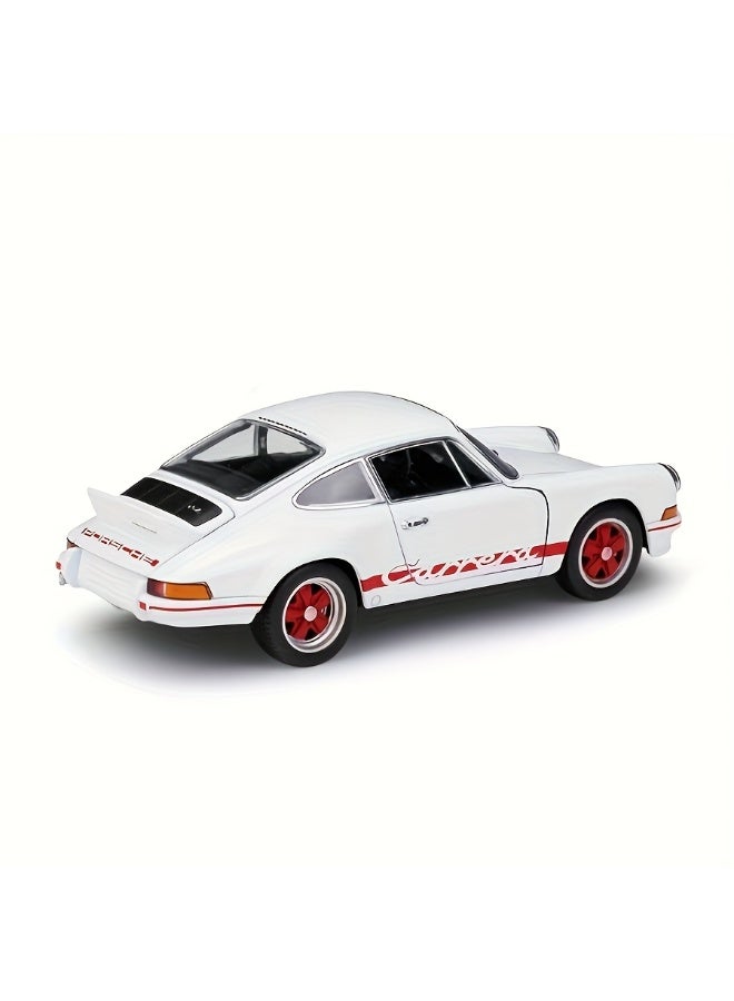 Welly 1:24 Scale Porsche 1973 911 Carrera Die-Cast Model Car, White with Red Accents, Zinc Alloy Metal Classic Sports Car Replica with Manual Push Action for Display and Collectors - Image 4