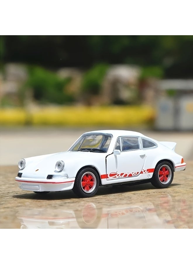 Welly 1:24 Scale Porsche 1973 911 Carrera Die-Cast Model Car, White with Red Accents, Zinc Alloy Metal Classic Sports Car Replica with Manual Push Action for Display and Collectors - Image 2