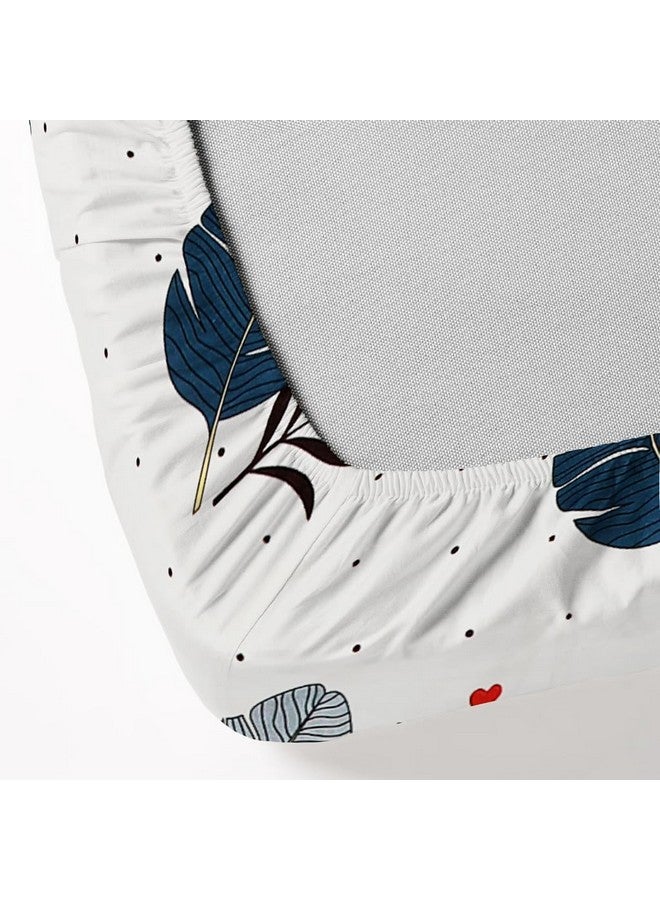 RD TREND Presents Luxurious Glace Cotton Super Soft 210 TC 360° Elastic Fitted Bedsheet Queen Size (78X60X8 Inch) with 2 Pillow Covers, Color-Cream Multi Pankh - Image 4