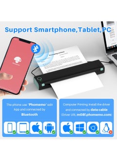 MOXOM M08F A4 Portable Thermal Printer, Supports 8.26"x11.69" A4 Thermal Paper, Wireless Mobile Travel Printers for Car & Office, Bluetooth Printer Compatible with Phone & Laptop  - Image 2