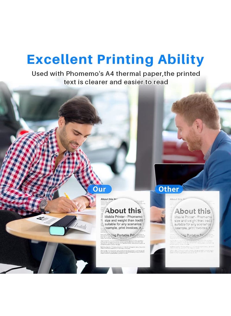MOXOM - M08F A4 Portable Thermal Printer, Supports 8.26"x11.69" A4 Thermal Paper, Wireless Mobile Travel Printers for Car & Office, Bluetooth Printer Compatible with Phone & Laptop - Image 1