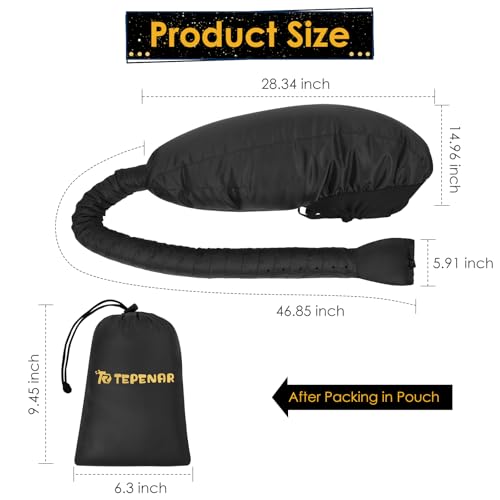TEPENAR Hair Dryer Bonnet Attachment: Upgraded Extra Large Hooded Dryer Adjustable Hair Dryer Caps - Easy to Use for Natural Curly Textured Hair Care Styling Fast Drying - Black - Image 3