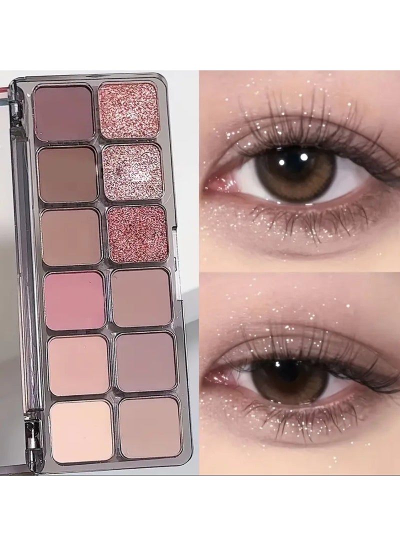 Beauty 12-Color Eyeshadow Shimmering Flash Matte Affordable Earth-Toned Eyeshadow Matte Under-Eye Highlighter Low Saturation Daily - Image 5