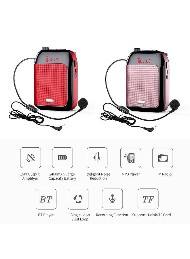 Generic Portable Voice Speaker Amplifier for Teachers with Wired Microphone Headset Waistband Rechargeable Personal BT Speaker Support Music Recording - Image 5