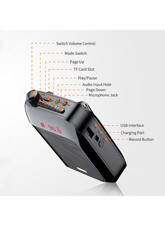 Generic Portable Voice Speaker Amplifier for Teachers with Wired Microphone Headset Waistband Rechargeable Personal BT Speaker Support Music Recording - Image 2