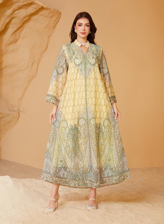 تايك تو جلابية مزينة بطبعة زهور بحافة واسعة - Image 1