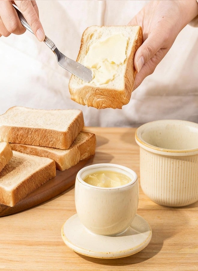 TheTerra Ceramic Butter Crock With Lid, Butter Keeper for Fresh Spreadable Butter, Container Holder for Kitchen and Home Decor, Cappuccino - Image 3