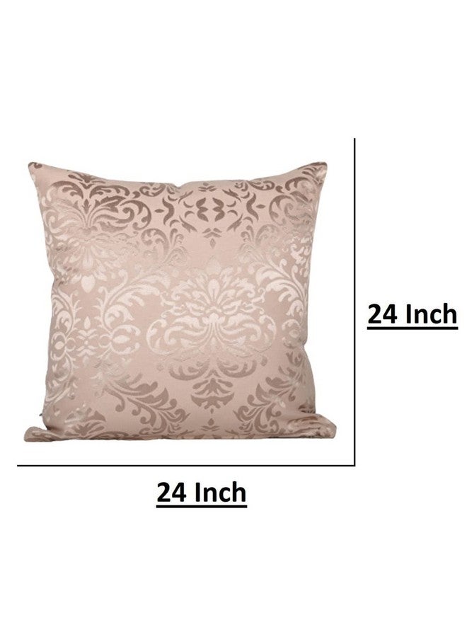 Home - The Best is for You Designer Self Design Cotton 275 TC Cushion Covers | Pack of 2 (Gold_Damask, 24X24 Inch) - Image 3