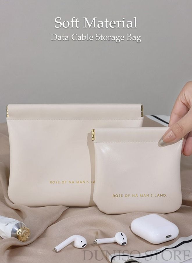 DUNISO Portable Digital Storage Bag Set Leather Data Cable Storage Bag Waterproof Electronic Organizer Pouch Bag for Data Cable Headphone Power Bank U Disk - Image 2