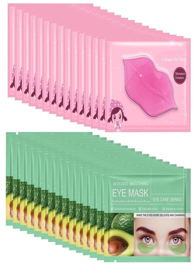 Felico Lip Mask & Eye Mask-30PCS Under Eye Patches Skincare for Puffy Eyes Bags Reducing Dark Circles,Collagen Hydrating Moisturizing Smoothing Gel Pads for Fade Fine Lines Anti-Aging Wrinkles Avocado - Image 1