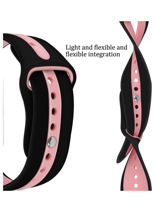 NIBEMINENT Two-tone Open Watchband For Apple Watch Series 7 41mm/6 & SE 5 4 40mm/3 2 1 38mm Black/Pink - Image 4