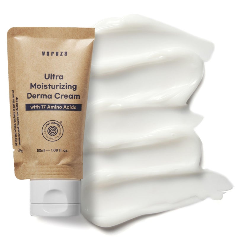 varuza Ultra Moisturizing Derma Facial Cream â€“ Oil Free Deep Hydrating Face Moisturizer â€“ Vegan, EWG Verified Product Korea Skin Care with Hyaluronic Acid, Amino Acids, Non-Sticky Unscented Lotion - Image 1