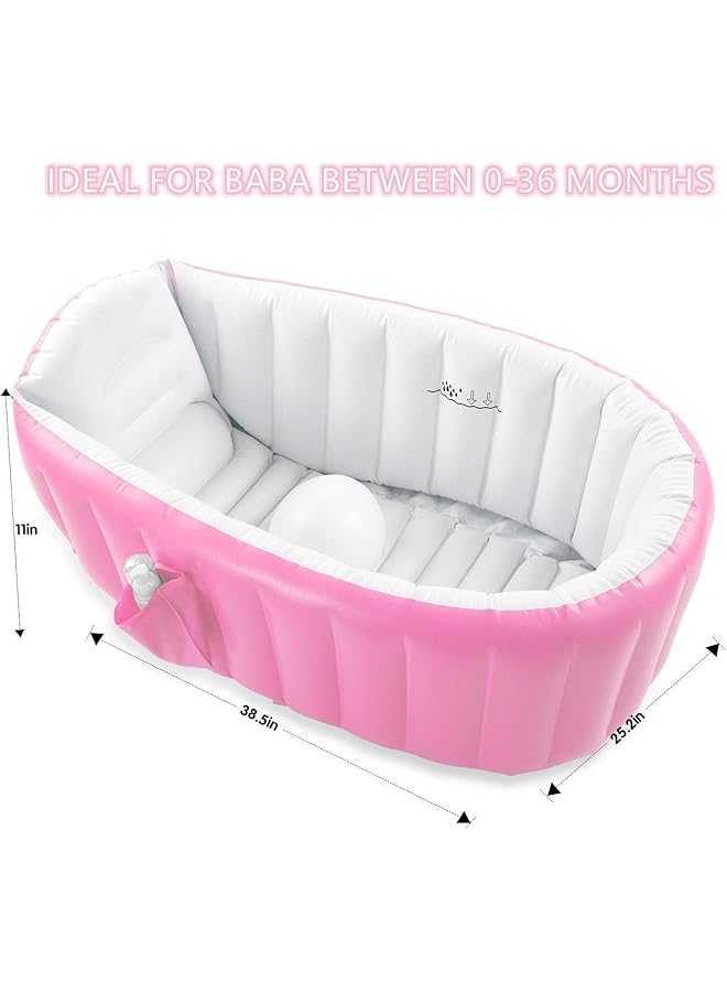 إيروريكس حوض استحمام قابل للنفخ للأطفال الرضع والأطفال الصغار، حوض استحمام محمول غير قابل للانزلاق، حوض استحمام صغير للسفر - Image 3