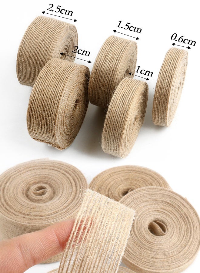 5 Rolls Natural Jute Gift Wrap Ribbons Set, Rustic Burlap Twine Roll for Gift Wrapping, DIY Crafts, Bouquet Packaging, Floral Arrangements & Home Decor - Image 2