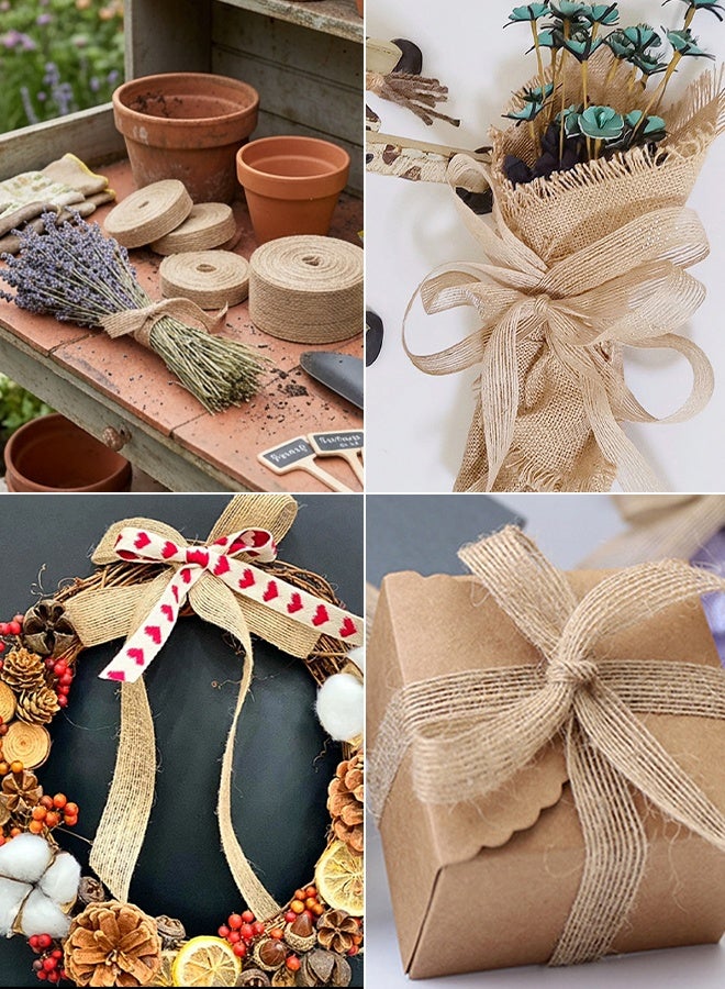5 Rolls Natural Jute Gift Wrap Ribbons Set, Rustic Burlap Twine Roll for Gift Wrapping, DIY Crafts, Bouquet Packaging, Floral Arrangements & Home Decor - Image 5