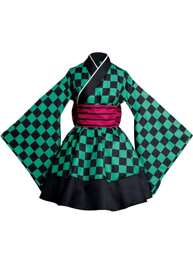 NIBEMINENT Inosuke's female cosplay costume, Demon Slayer Cosplay maid dress, Halloween role-playing kimono