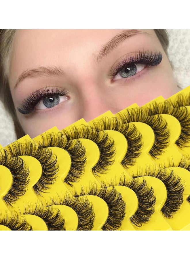 zanlufly Elashes Russian Strip Lashes D Curl Wispy Natural Look Faux Mink Lashes Like Eyelash Extension Fluffy Zanlufly Transparent Band Cat Eye Fake Eyelashes Pack - Image 1