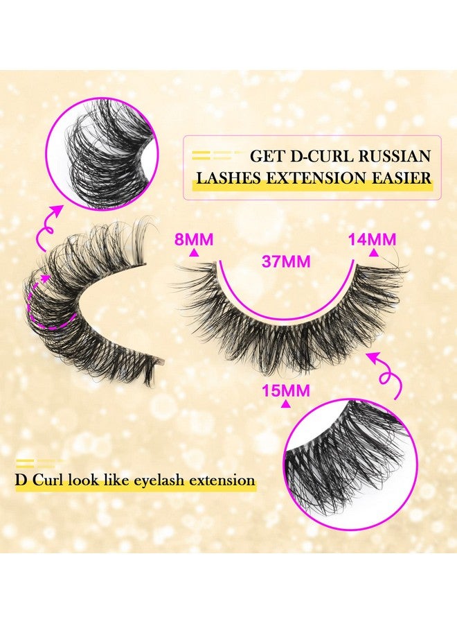 zanlufly Elashes Russian Strip Lashes D Curl Wispy Natural Look Faux Mink Lashes Like Eyelash Extension Fluffy Zanlufly Transparent Band Cat Eye Fake Eyelashes Pack - Image 2