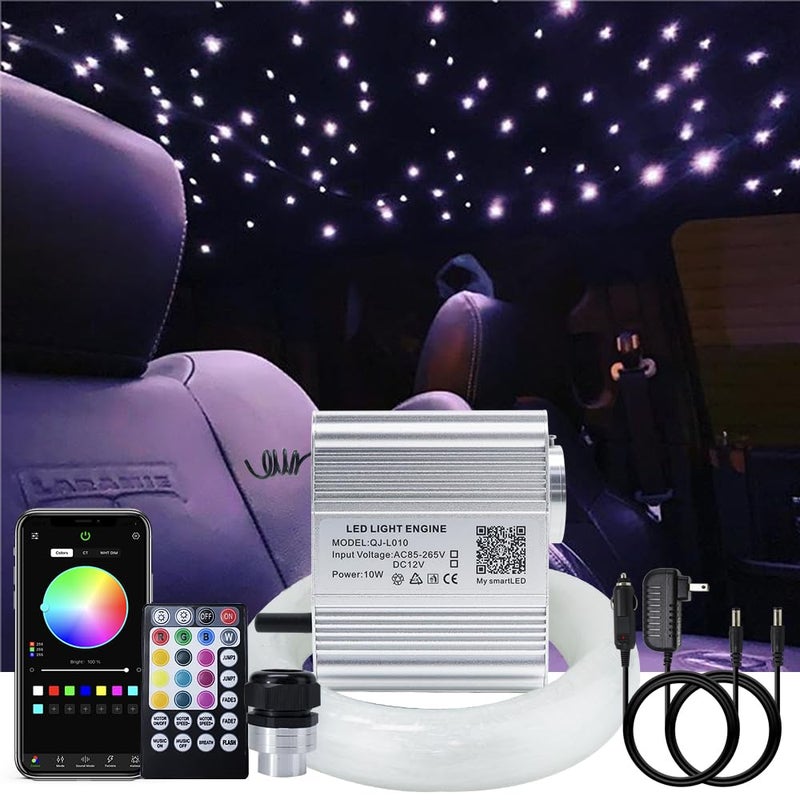 AKEPO Upgraded APP Twinkle Fiber Optic Lights kit with Music Mode for Star Ceiling Sky Light Car Home Use RGBW Light EngineOptical Fiber Cable 430pcs of 98ft3m003004006in28key Remote - Image 2