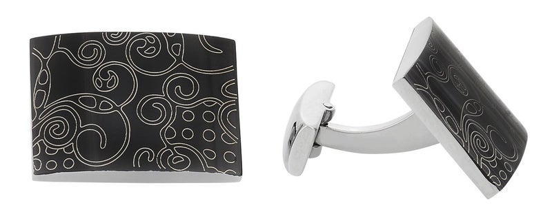 Cuff-Daddy Men's Black Stainless Steel Cufflinks Art Unique Cuff Links with Hard-Sided Travel Presentation Gift Box for Men Man - Image 2