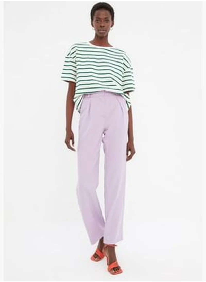 trendyol Lilac Straight Cut Wide Leg Pleated Woven Trousers TWOSS21PL0155