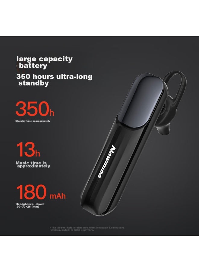 Newmine L18 Wireless Bluetooth Earphones, Single Ear In-ear Or Ear-hook Style Headset, Suitable For Sports, Running, Car Use, Compatible With Apple, Huawei, Xiaomi, Vivo, Black - Image 3
