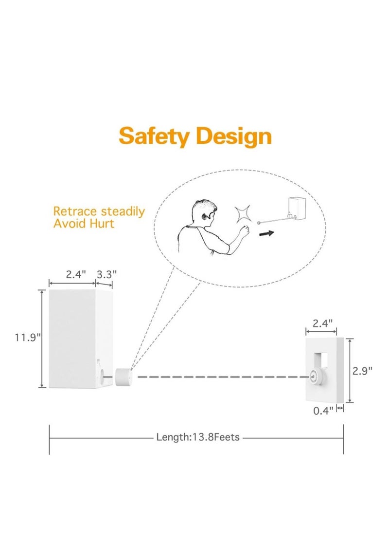 Generic - Retractable Clothesline Indoor Clothes Lines retracting | Heavy Duty for Drying Laundry line Outdoor|Wall Mounted Stainless Steel 13.8Feet (One line,Gold) - Image 1