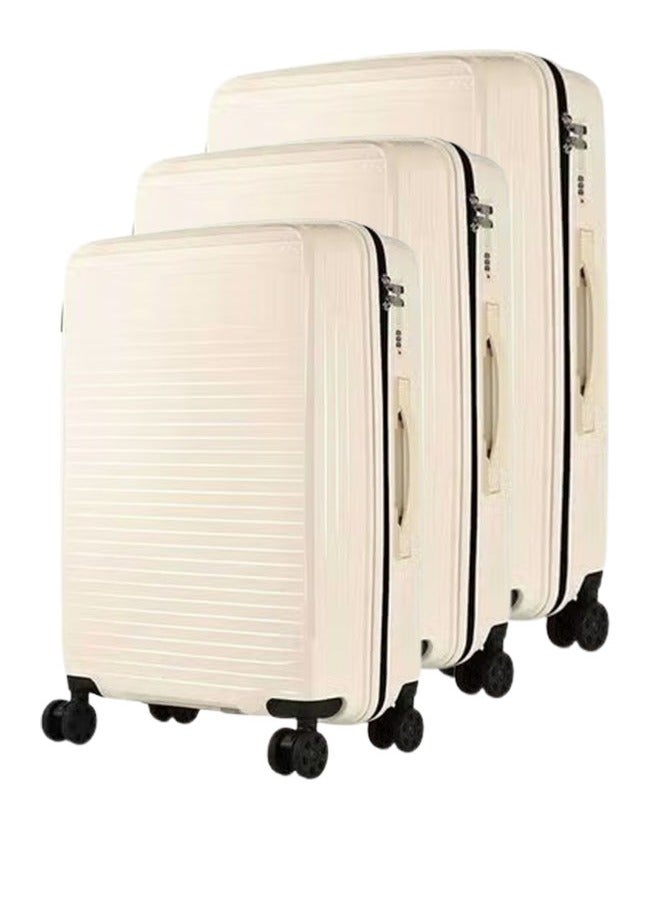 إن كي أكس حقيبة سفر متينة بعجلات ذات هيكل صلب مع 4 عجلات دوارة، لون أبيض، مقاس 20*24*28 بوصة - Image 1