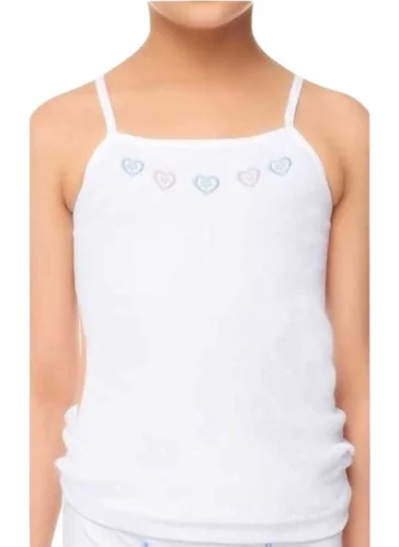 توتكو 0165 Girl's Rope-Strap Embroidered Undershirt 3 Pieces