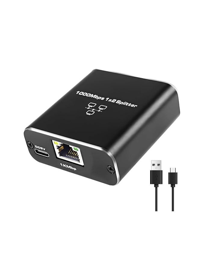 Generic 1 to 2 Ethernet Splitter with Power Cable, Gigabit Speed up to 1000Mbps, Dual Port Adapter for PC, Router, and Digital Devices  - Image 3
